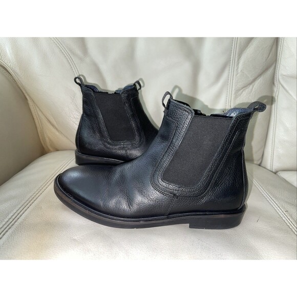 Zara  Ankle Boots Womens Size 37 Chelsea Faux Leather Black - Picture 3 of 10